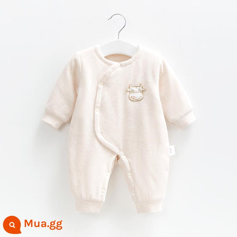 Quần áo sơ sinh xuân hạ thu đông chần bông đi chơi cotton mỏng 0 bộ 06 tháng 3 áo liền quần sơ sinh áo liền quần cho bé - 21862 (Apricot) Áo liền quần độn mỏng