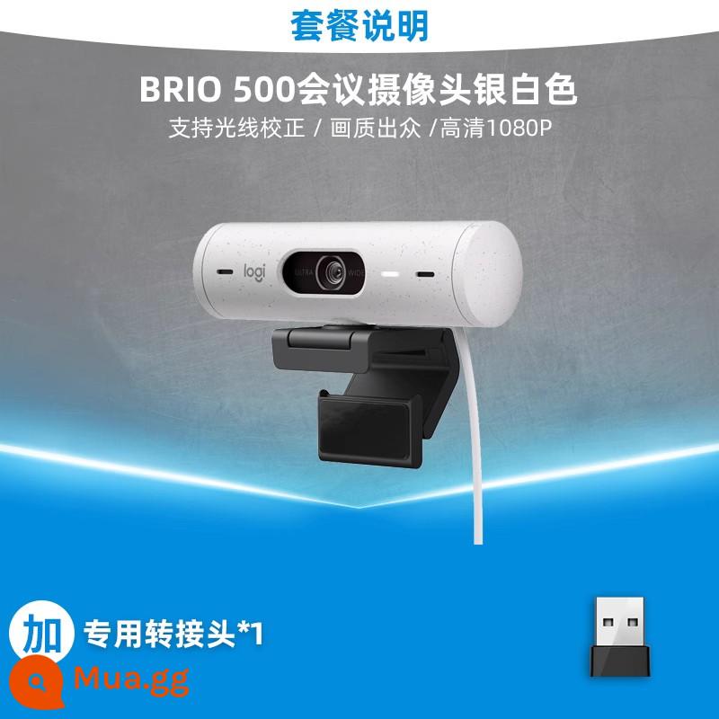 Logitech BRIO 500 đầy đủ đầu camera độ nét cao webcast làm đẹp USB máy tính để bàn máy tính xách tay văn phòng hội nghị - Máy ảnh Logitech BRIO 500 màu bạc + bộ chuyển đổi [SF Express]