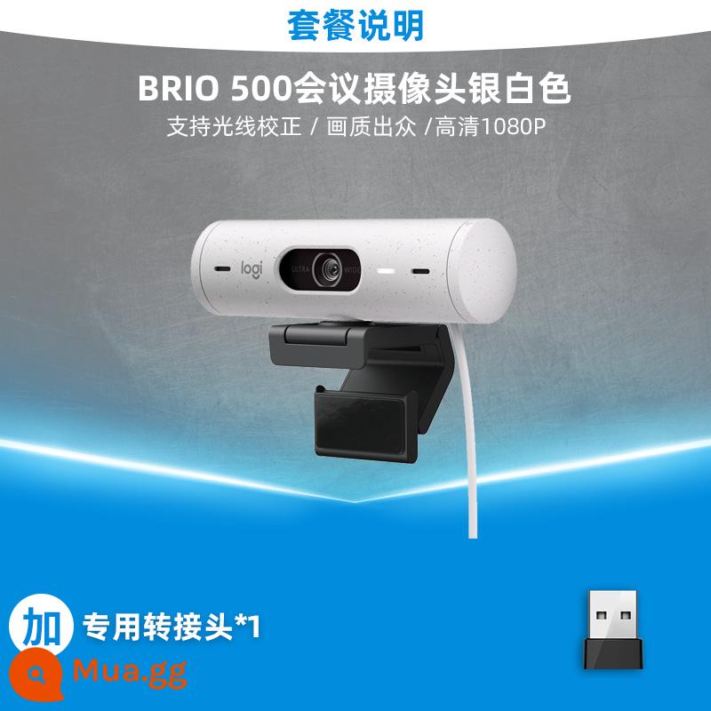 Logitech BRIO 500 đầy đủ đầu camera độ nét cao webcast làm đẹp USB máy tính để bàn máy tính xách tay văn phòng hội nghị - Máy ảnh Logitech BRIO 500 màu bạc + bộ chuyển đổi