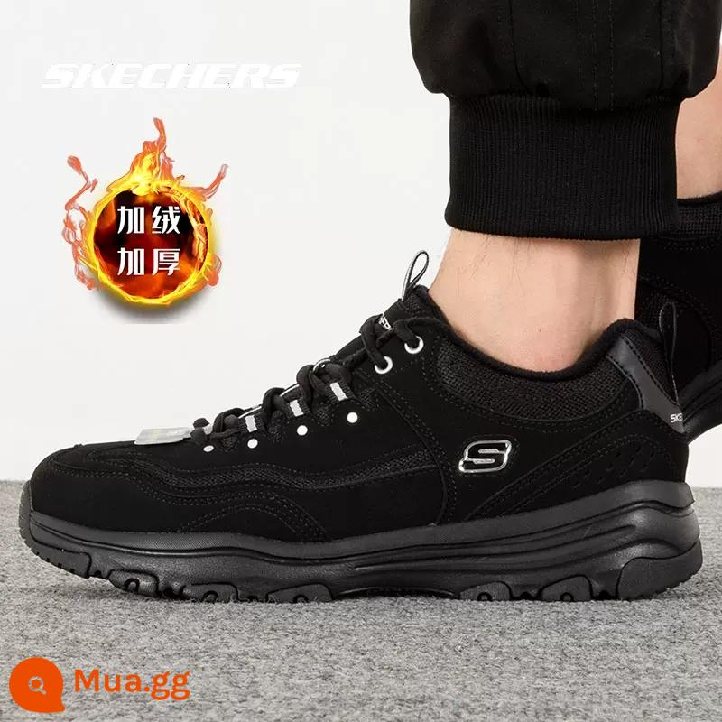 Skechers SKECHERS nam chính thức soái hạm xác thực mùa đông 22 gấu trúc bố giày Plus nhung giày thể thao nam - 8790162/BBK/Phong cách lông cừu/Đen