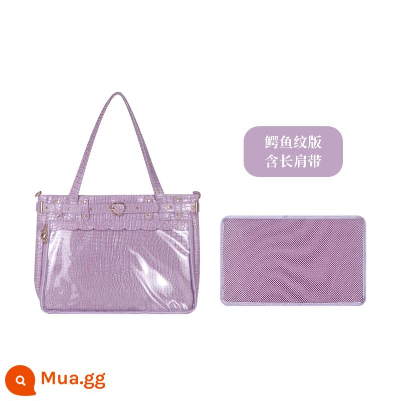 Wu Dong Shop original pain bag [Freya] văn hóa nhóm punk goth hot girl hàng ngày một vai nữ dung tích lớn - Họa tiết cá sấu tím nhạt + dây đeo chéo