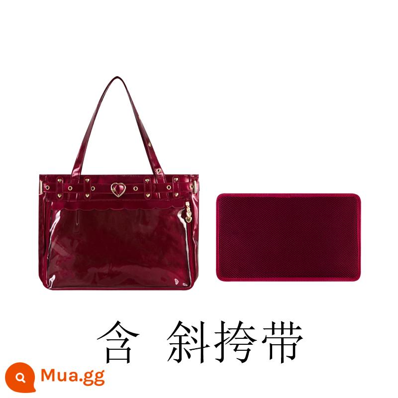 Wu Dong Shop original pain bag [Freya] văn hóa nhóm punk goth hot girl hàng ngày một vai nữ dung tích lớn - Da sáng chế màu đỏ tía + dây đeo chéo