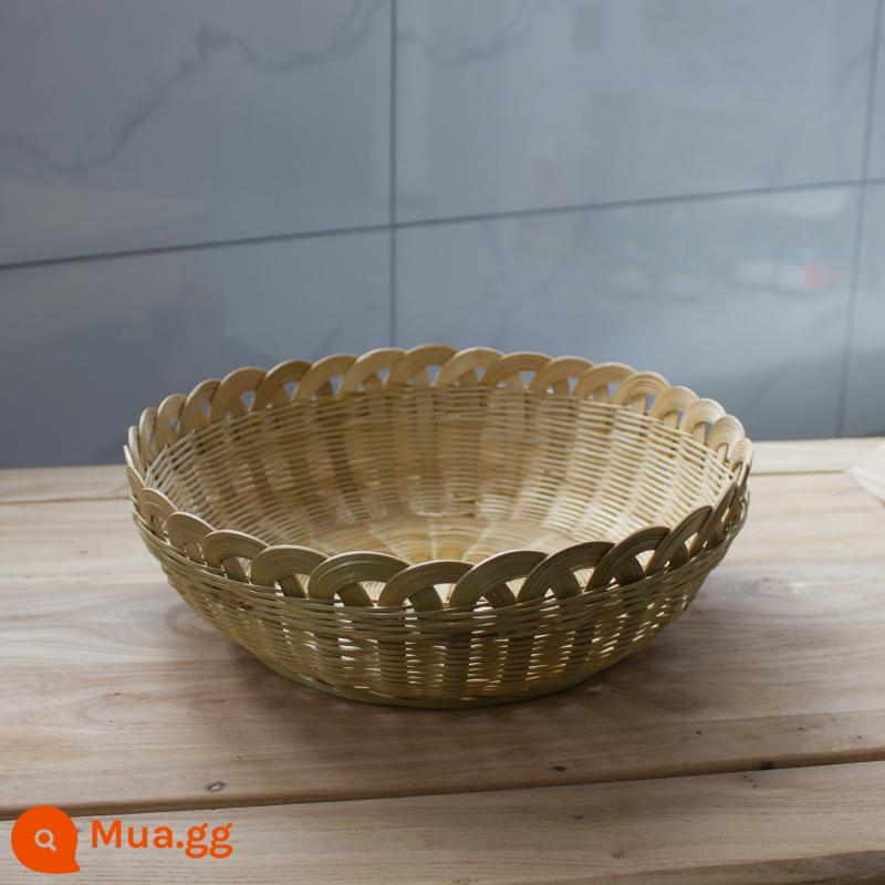 Hoa trên suối handmade đĩa tre trái cây snack giỏ bánh mì giỏ tre hấp bánh mì giỏ đựng đồ nhà bếp giỏ đựng rau củ - Xù đáy phẳng sâu vừa (đường kính 25 cm)