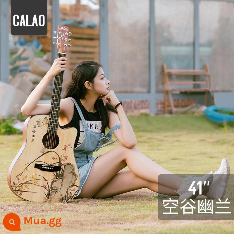 Calleo 41 inch veneer guitar sinh viên nữ nam dân gian acoustic Đàn guitar lưới 40 inch màu đỏ họa tiết cá tính nhạc cụ - [Bảng đơn] Konggu Orchid 41 inch + phụ kiện + bộ chỉnh + hướng dẫn