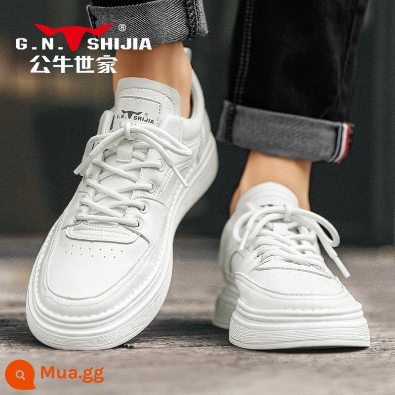 Bull Family Giày Nam Mùa Thu Đông 2022 Mới Plus Nhung Cotton Giày Da Thường Nam Giày Sneaker Da Xu Hướng - Be