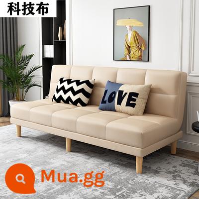 Công nghệ giường sofa vải đôi mục đích có thể gập lại căn hộ nhỏ đơn giản lưới màu đỏ phong cách phòng ngủ nghiên cứu phòng khách ba người cho thuê nhà - Vải kỹ thuật màu be (dài 1,8m) kèm 2 gối