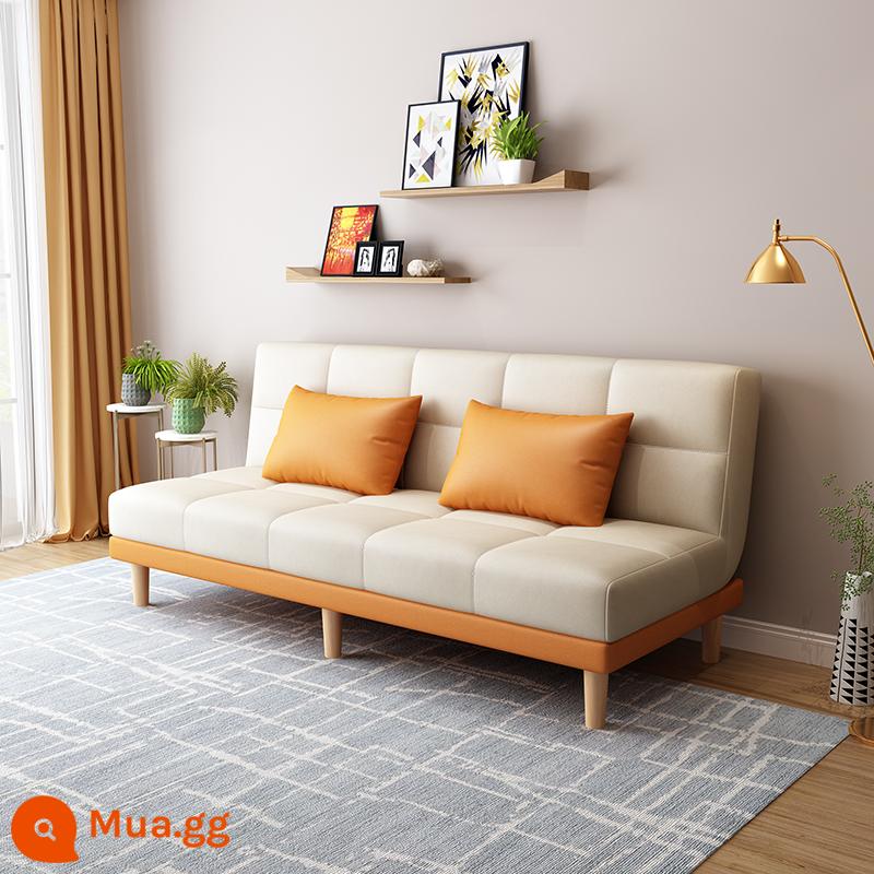 Công nghệ giường sofa vải đôi mục đích có thể gập lại căn hộ nhỏ đơn giản lưới màu đỏ phong cách phòng ngủ nghiên cứu phòng khách ba người cho thuê nhà - Vải kỹ thuật màu cam và trắng nhạt (dài 1,8m) kèm 2 gối