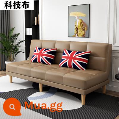 Công nghệ giường sofa vải đôi mục đích có thể gập lại căn hộ nhỏ đơn giản lưới màu đỏ phong cách phòng ngủ nghiên cứu phòng khách ba người cho thuê nhà - Vải kỹ thuật màu nâu (dài 1,8m) kèm 2 gối