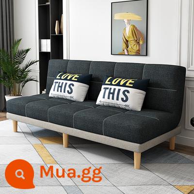 Công nghệ giường sofa vải đôi mục đích có thể gập lại căn hộ nhỏ đơn giản lưới màu đỏ phong cách phòng ngủ nghiên cứu phòng khách ba người cho thuê nhà - Bộ chăn ga gối cotton và vải lanh màu xám và xám đậm (dài 1,8 mét) kèm 2 gối