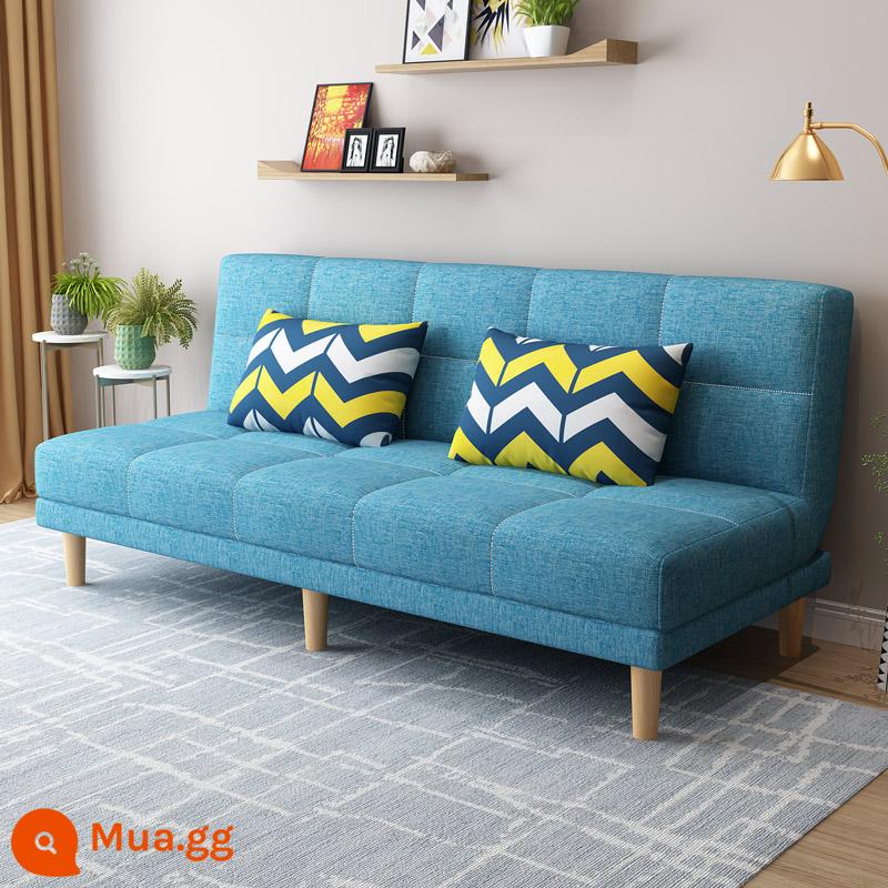 Công nghệ giường sofa vải đôi mục đích có thể gập lại căn hộ nhỏ đơn giản lưới màu đỏ phong cách phòng ngủ nghiên cứu phòng khách ba người cho thuê nhà - Bộ chăn ga gối cotton và lanh màu xanh nhạt (dài 1,8 mét) kèm 2 gối