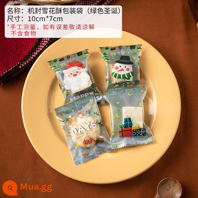 Snowflake sắc nét bao bì túi bánh quy bánh quy bánh quy cá nhân nhỏ bao bì túi sữa táo tàu kẹo dẻo máy niêm phong túi giấy - [Giáng Sinh Xanh]