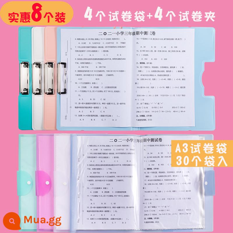 túi đựng kẹp giấy kiểm tra a3 đựng và hoàn thiện giấy thi đồ dùng lao động nhanh cần kẹp kẹp a4 thư mục thông tin thư mục kẹp giấy đựng đồ dùng học sinh tiểu học bản nhạc kẹp học sinh THCS kẹp sách giấy kiểm tra sổ rời - Bộ hỗn hợp 8 món giá cả phải chăng (4 hộp đựng giấy kiểm tra + 4 túi đựng giấy kiểm tra)