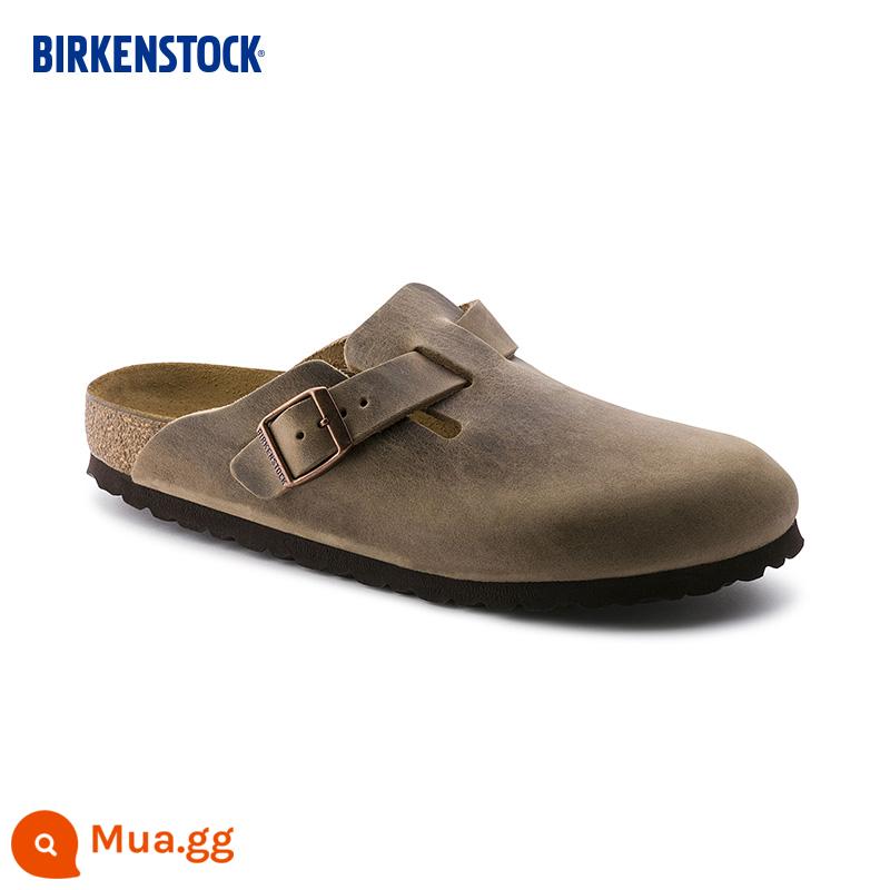 Giày BIRKENSTOCK Baotou áo khoác ngoài dép nam nữ cùng kiểu dáng dép Boston series - Phiên bản hẹp màu nâu 960813