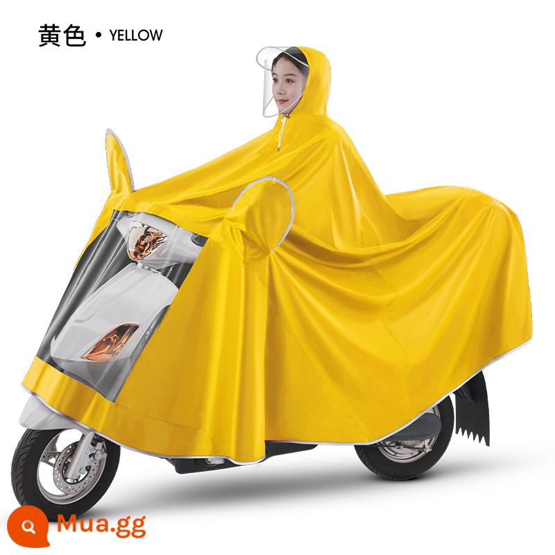 Áo mưa xe máy xe điện poncho pin xe đạp bản dài chống bão toàn thân áo mưa tăng đôi nam nữ - Vỏ gương đơn 5XL [Mẫu che chân cực lớn] Màu vàng