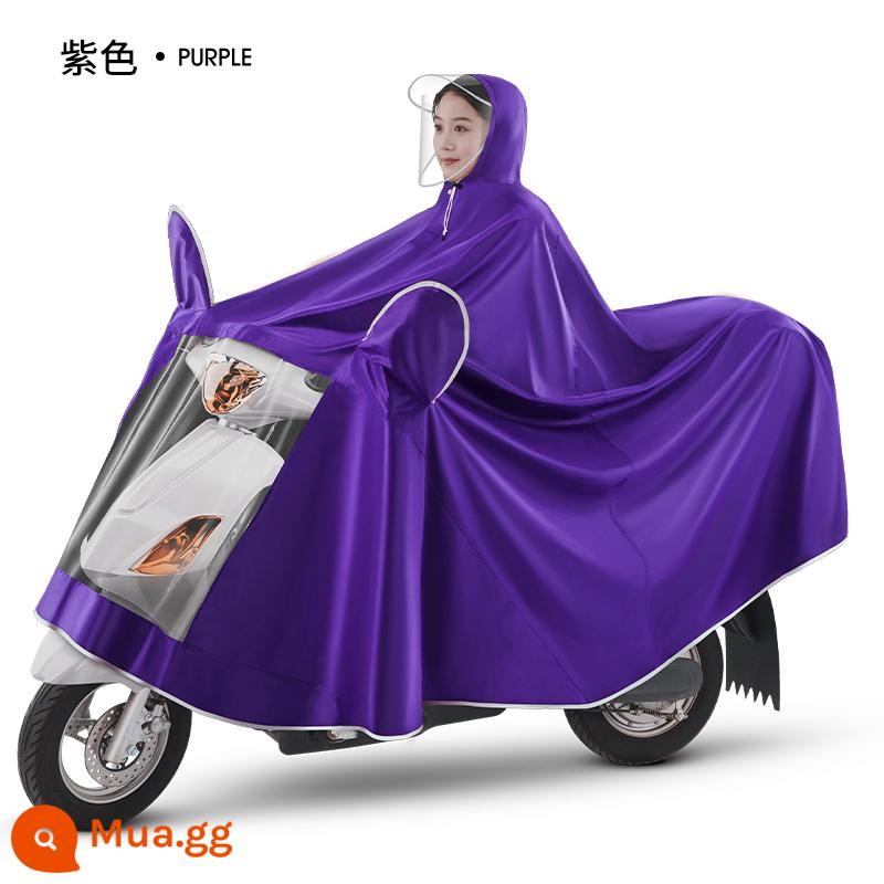 Áo mưa xe máy xe điện poncho pin xe đạp bản dài chống bão toàn thân áo mưa tăng đôi nam nữ - Vỏ gương đơn 5XL [Mẫu che chân cực lớn] Màu tím