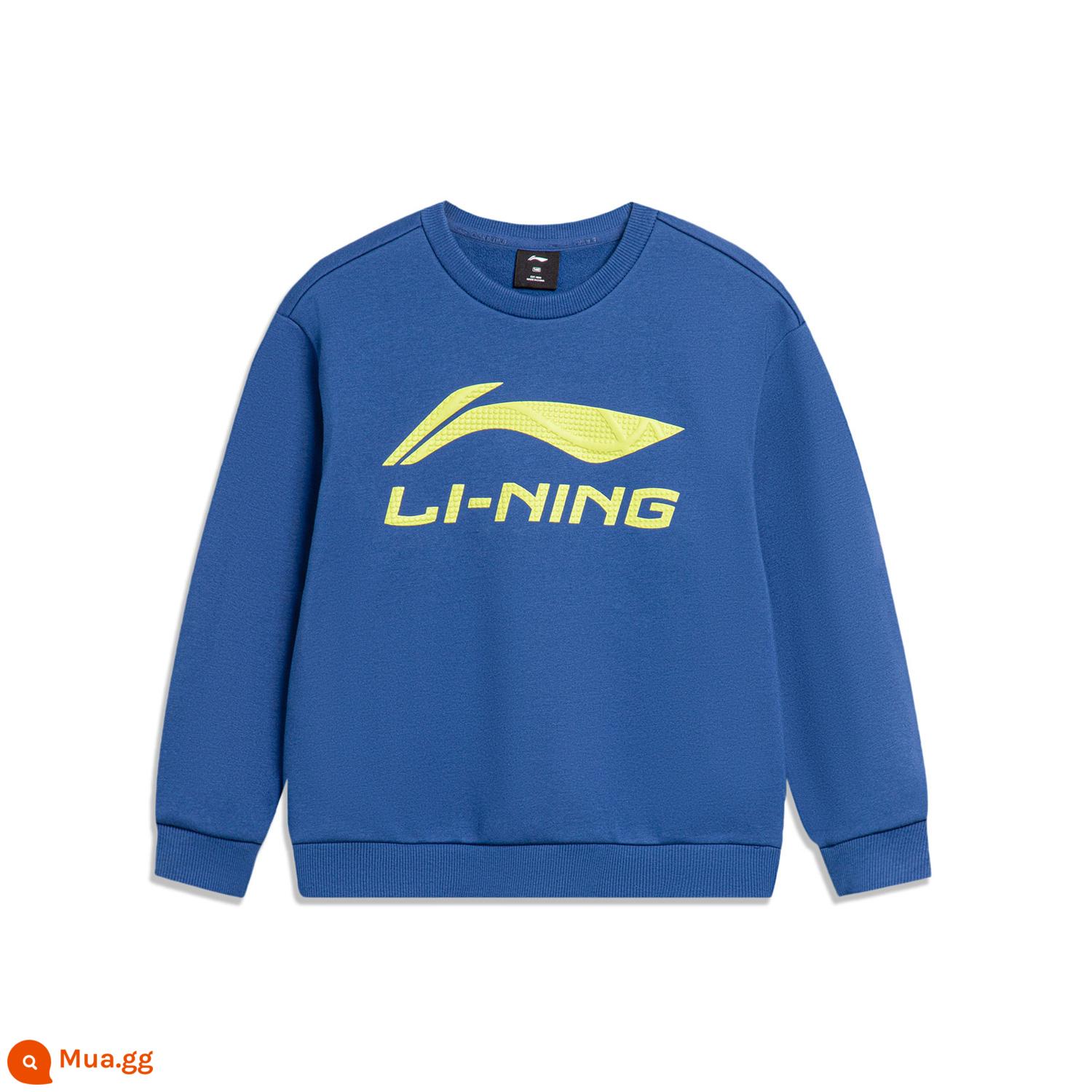 Quần áo trẻ em Li Ning giản dị áo loạt bóng rổ bé trai áo chui đầu dài tay cổ tròn rộng quần áo thể thao mùa đông trẻ em - Màu xanh sứ Pháp (cộng với nhung)