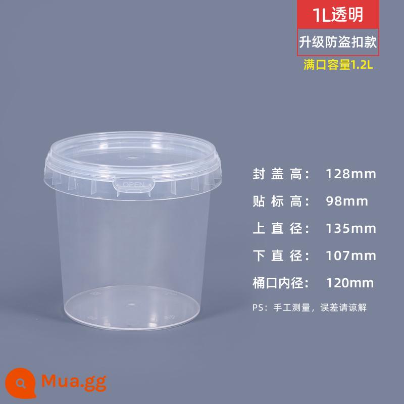 Xô nhựa đựng thực phẩm có nắp kín Xô nhỏ đổ keo trắng dày siêu bền 5/20/25L lít 10 kg - 1L - Trong suốt - Model nâng cấp - Không tay cầm (dung tích tối đa 1,2L) × 2 chiếc