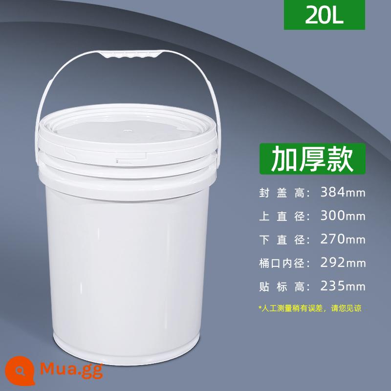 Xô nhựa đựng thực phẩm có nắp kín Xô nhỏ đổ keo trắng dày siêu bền 5/20/25L lít 10 kg - 20L Đặc-Trắng