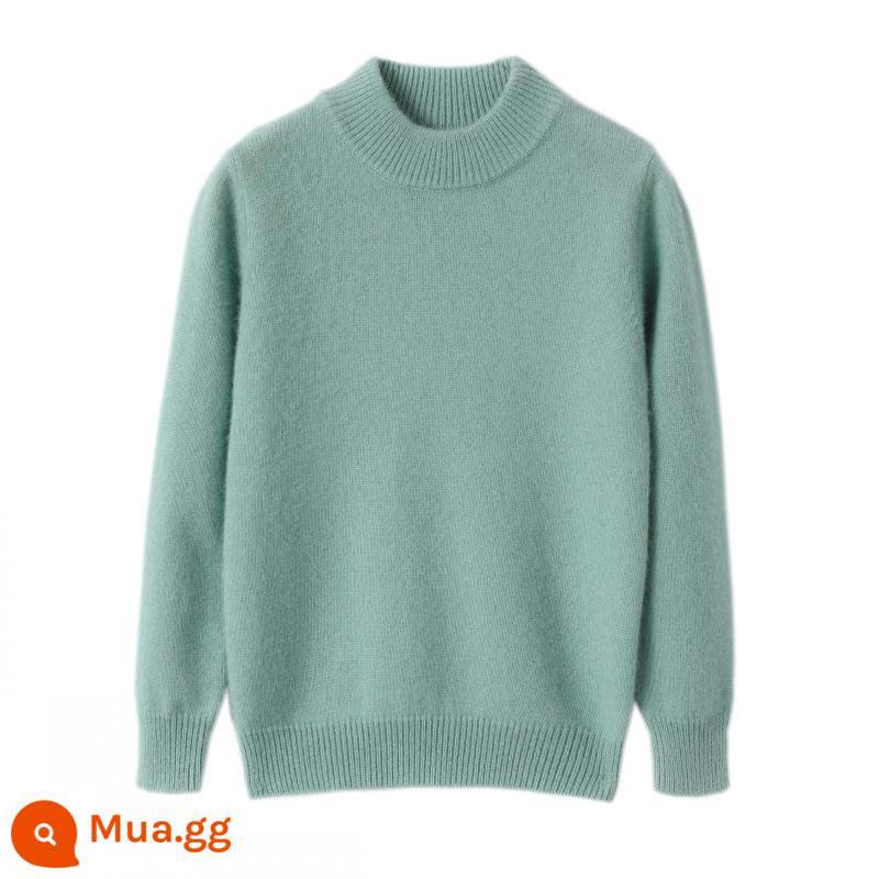 Mùa thu đông trẻ em áo len cashmere cao cổ quần áo bé gái áo len bé trai áo chui đầu cho bé áo len dày dặn tùy chỉnh - Nửa cổ cao màu xanh lá cây dày sợi đôi