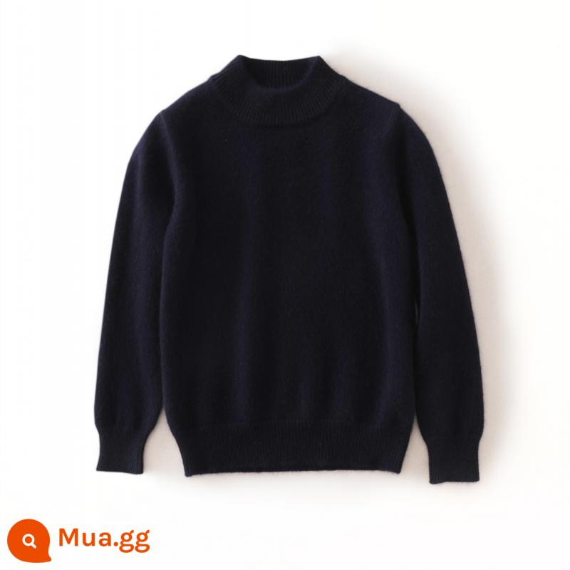 Mùa thu đông trẻ em áo len cashmere cao cổ quần áo bé gái áo len bé trai áo chui đầu cho bé áo len dày dặn tùy chỉnh - Áo cổ lọ nửa xanh hải quân