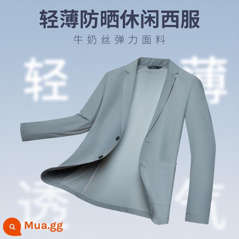 Áo Chống Nắng Peimeng Summer Ice Silk Phù Hợp Với Nam 2023 Mới Chống Tia UV Mỏng Cổ Đơn Phù Hợp Với Áo Khoác Nam - 80406-đậu xanh