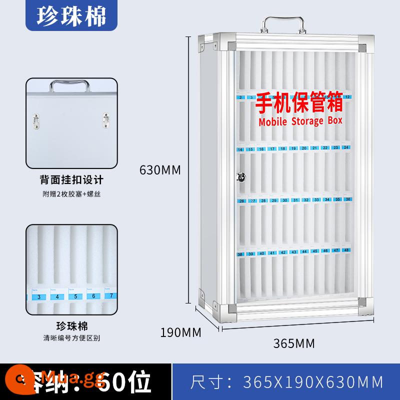 Hộp đựng điện thoại di động hợp kim nhôm có khóa acrylic trong suốt sinh viên nhân viên công ty hộp đựng điện thoại di động tủ đựng đồ - Phiên bản hợp kim nhôm dày 60 vị trí