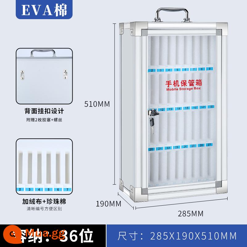 Hộp đựng điện thoại di động hợp kim nhôm có khóa acrylic trong suốt sinh viên nhân viên công ty hộp đựng điện thoại di động tủ đựng đồ - Phiên bản dày hợp kim nhôm nâng cấp 36-bit