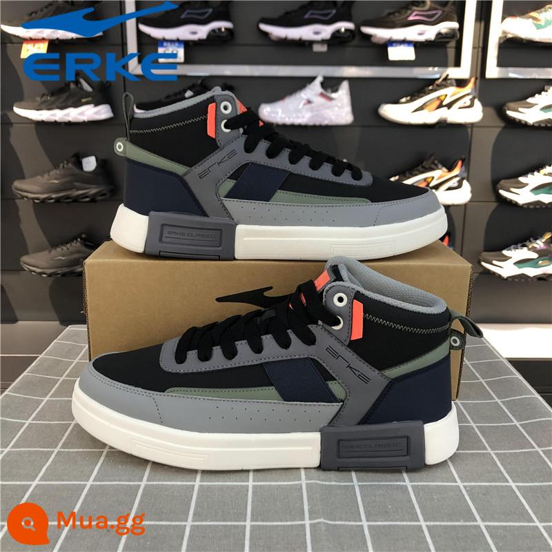 Hongxing Erk Giày nam 2021 Mùa thu và mùa đông Giày sneakers Giày thể thao Xu hướng giày giải trí bình thường cao 11121301287 - Màu đen thật/Xám Thanh/Bầu trời đêm xanh