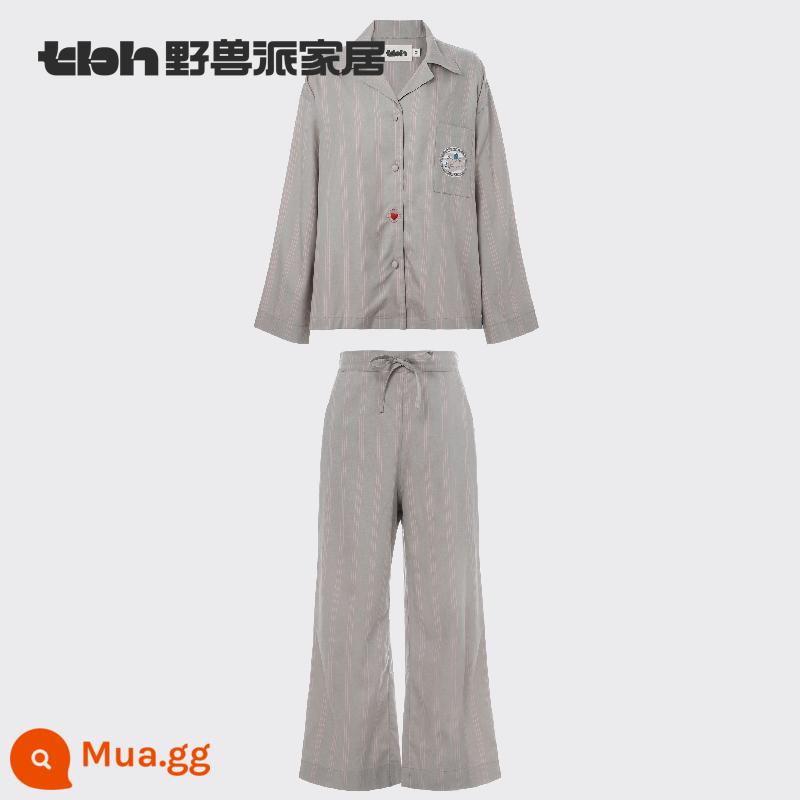 tbh trường thú nhà chú thỏ có tình yêu cotton tencel phiên bản dài dịch vụ tại nhà phù hợp với thỏ năm bốn mùa vài bộ đồ ngủ - "Thỏ Nhỏ Có Tình Yêu" Tencel Cotton Phiên Bản Dài Phòng Chờ Màu Xám