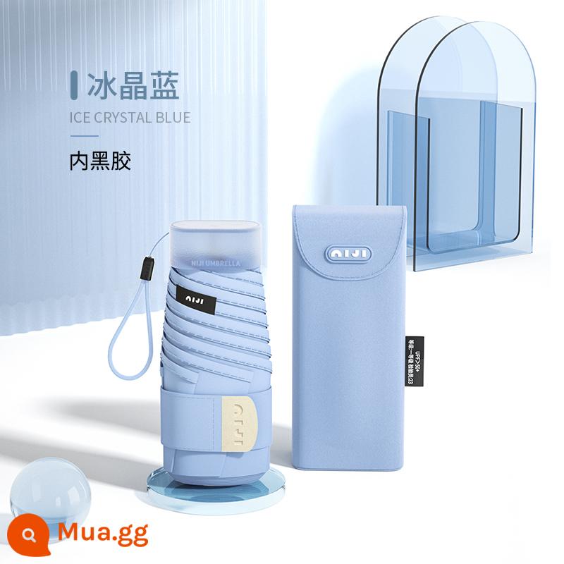 Dù che nắng chống nắng siêu bền dù chống tia UV nữ nắng mưa kép công dụng gấp gọn mini cầm tay - Màu xanh pha lê băng [chống nắng phẳng và nhẹ]