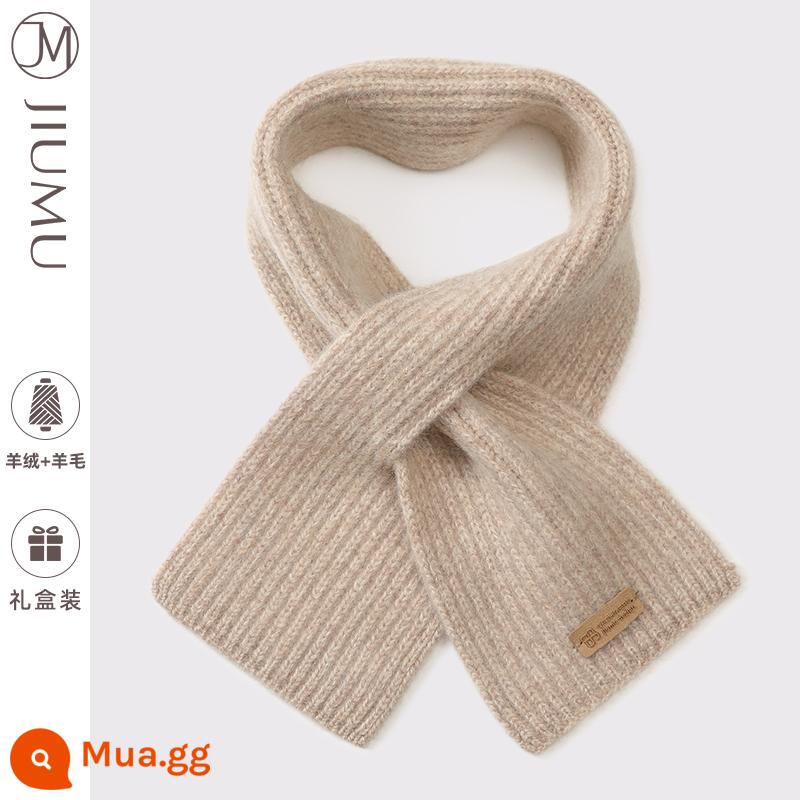 Khăn quàng cổ nhỏ len cashmere dành cho nữ mùa thu đông phiên bản Hàn Quốc dày dặn ấm áp dễ thương chéo khăn len ngắn quà tặng - cà phê sữa