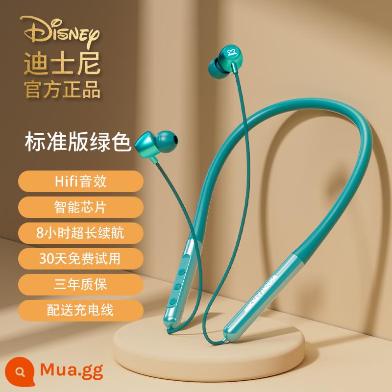 Tai nghe Bluetooth Disney không dây đeo cổ đeo cổ pin siêu dài thể thao chạy bộ 2023 nam nữ chống ồn mẫu mới - [Phiên bản tiêu chuẩn] Mickey-Emerald Green [Chip thông minh + Chất lượng âm thanh HIFI + Thời lượng pin siêu dài + Vòng cổ silicon lỏng]