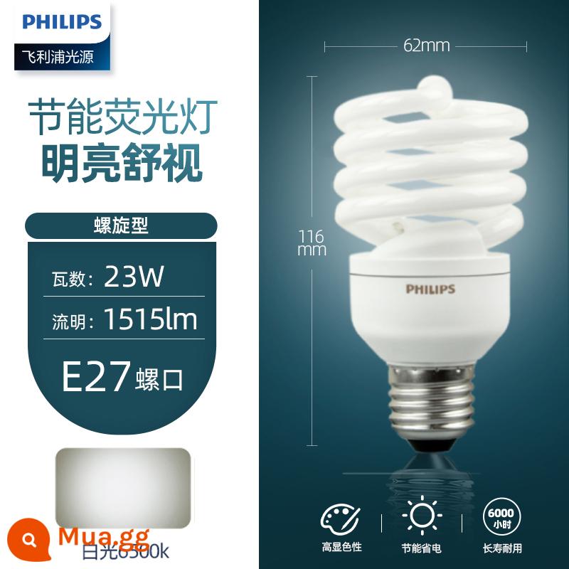 Philips đèn tiết kiệm năng lượng E14 ren E27 vít hộ gia đình xoắn ốc led nhỏ đèn siêu sáng bóng đèn trắng - [Loại xoắn ốc] Ánh sáng trắng 23w 6500K [Vít lớn E27]