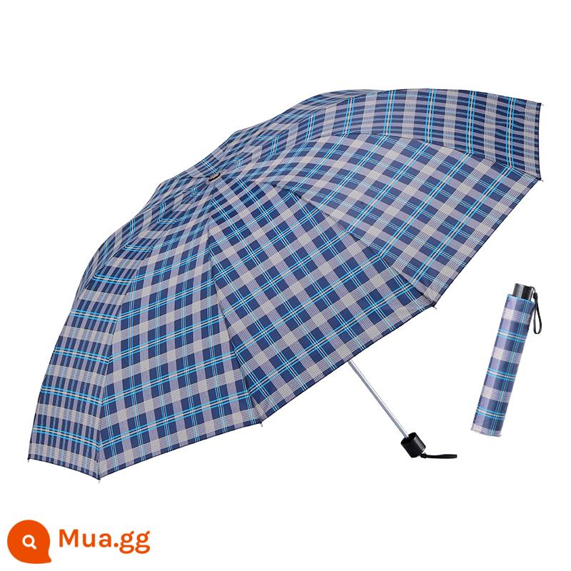 Paradise Umbrella Authentic Monopoly Ô ba gấp Ô gấp cổ điển dành cho nam và nữ Ô nắng 339s Xương thép Ô kẻ sọc cổ điển - Khung lớn mười xương màu be xanh đậm