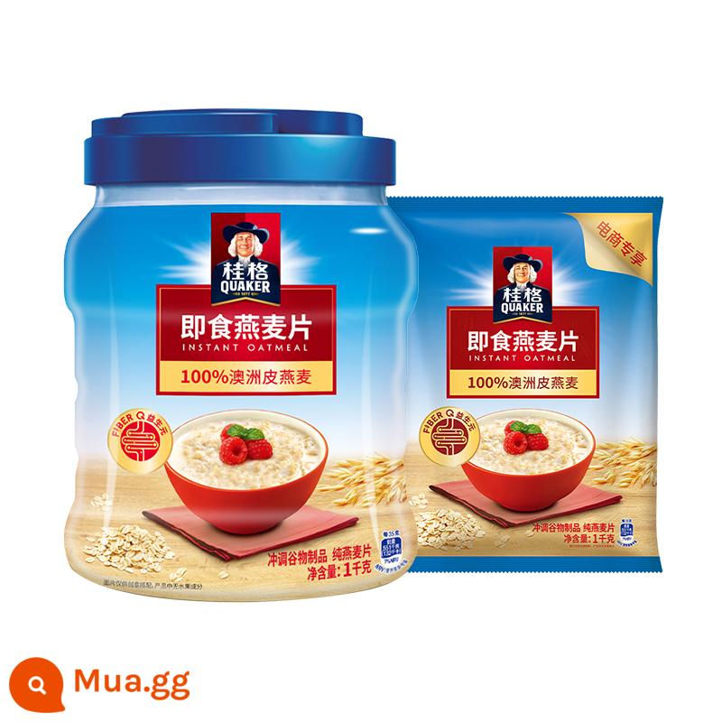 Bột yến mạch ăn liền Quaker 1000g/1478g ngũ cốc đóng túi thay thế bữa ăn sáng nguyên bản cổ điển giúp no bụng - Ăn liền 1000g*1 túi+1000g*1 lon