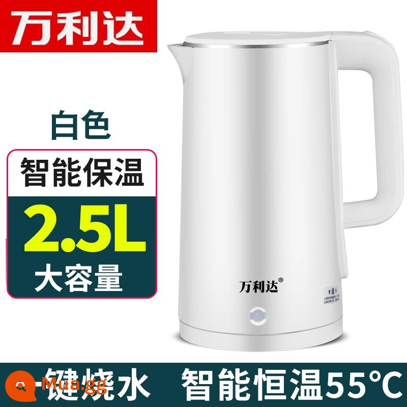 Bán Cầu Điện Hộ Gia Đình 2.5L Dung Tích Lớn Thép Không Gỉ 304 Ấm Siêu Tốc Tự Động Ngắt Điện Cách Nhiệt Nhanh Ấm Siêu Tốc - Bình cách nhiệt thông minh màu trắng cao cấp 2.5L [Malida]