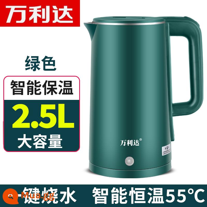 Bán Cầu Điện Hộ Gia Đình 2.5L Dung Tích Lớn Thép Không Gỉ 304 Ấm Siêu Tốc Tự Động Ngắt Điện Cách Nhiệt Nhanh Ấm Siêu Tốc - Bình cách nhiệt thông minh xanh cao cấp 2.5L [Malida]