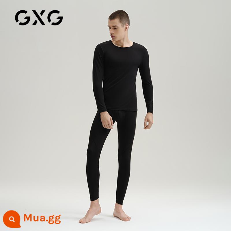 GXG Ole 21 tuổi quần lót nam quần áo ấm cotton de nhung sốt quần áo mùa thu vệ sinh quần phù hợp với đáy áo sơ mi mùa đông - Màu đen (cổ tròn mỏng ấm)