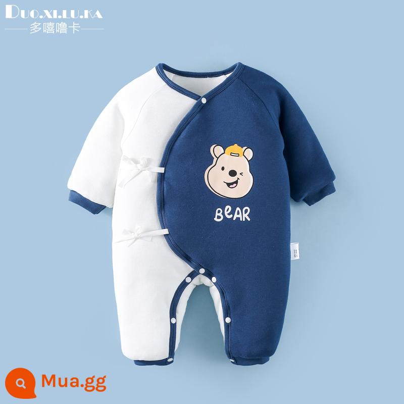 Jumpsuit sơ sinh mùa đông trăng tròn quần áo trẻ em nam nữ cho bé chần bông không xương nhà sư quần áo áo liền quần ấm áp sớm - Gấu Mộc Lan