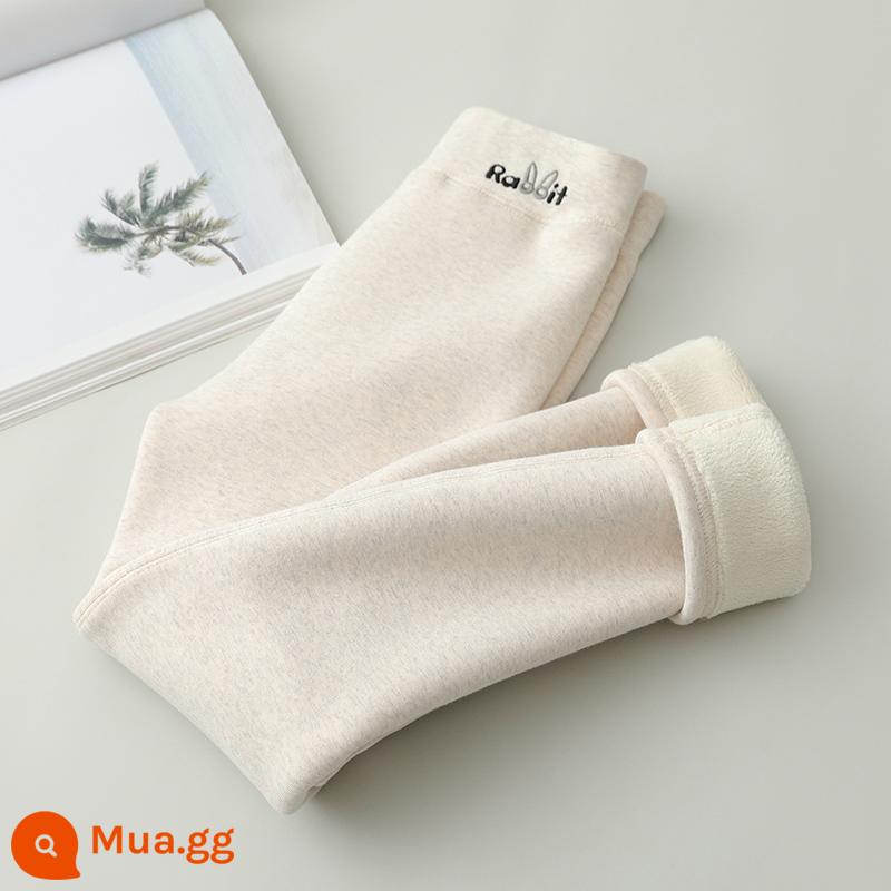 2023 mới thu đông bé gái quần bên trong bằng vải cotton nguyên chất cộng với quần một mảnh dày nhung cho bé mặc quần cotton ấm áp kiểu phương Tây - Cơm kẹo sữa - cashmere cộng với cashmere