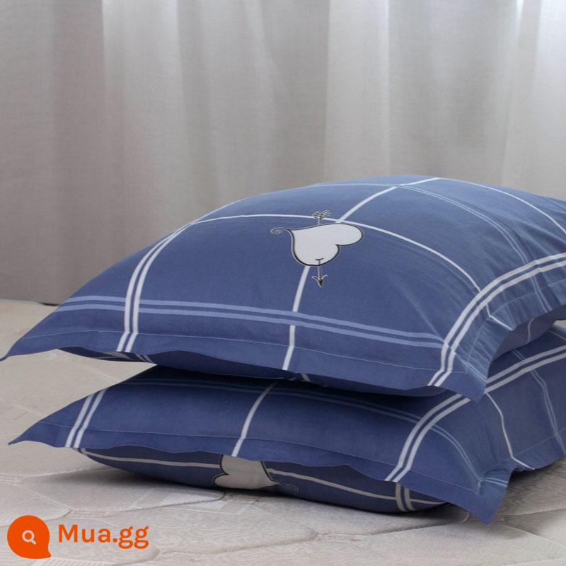 Một cặp vỏ gối cotton nguyên chất 100% cotton dày người lớn kích thước lớn 50X80 trẻ em vỏ gối nhỏ 48X74 - Cặp vỏ gối trái tim tím Violet