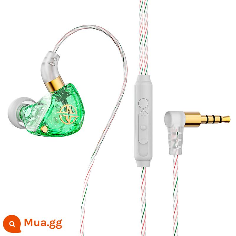 Tai nghe có dây chuyên game in-ear chơi game chất lượng âm thanh cao thích hợp cho Huawei vivo Xiaomi oppo cá mập đen hòa bình elite ăn gà nghe âm thanh tranh luận đặc biệt điện thoại xách tay móc tai rog - Lỗ tròn 3,5MM [màu xanh lá cây★âm nhạc/trò chơi sức mạnh kép] gói quà tặng trò chơi★bảo hành ba năm