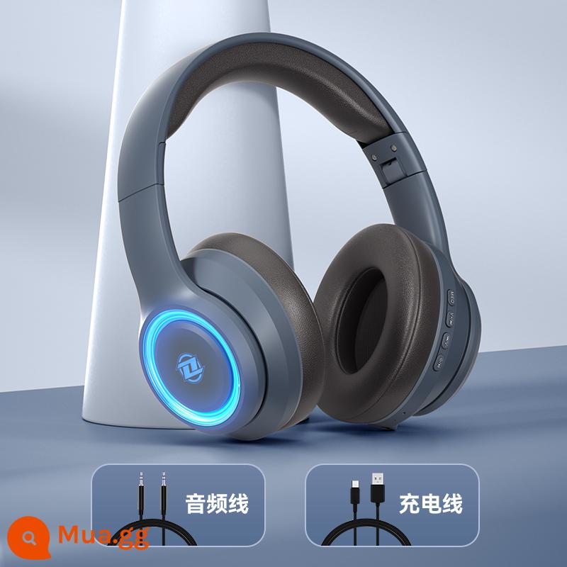 Tai nghe bluetooth đội đầu - Xanh nhạt [Chất lượng âm thanh vòm HIFI âm thanh nổi★Bluetooth 5.2 không có cảm giác trễ★Vị trí nghe]