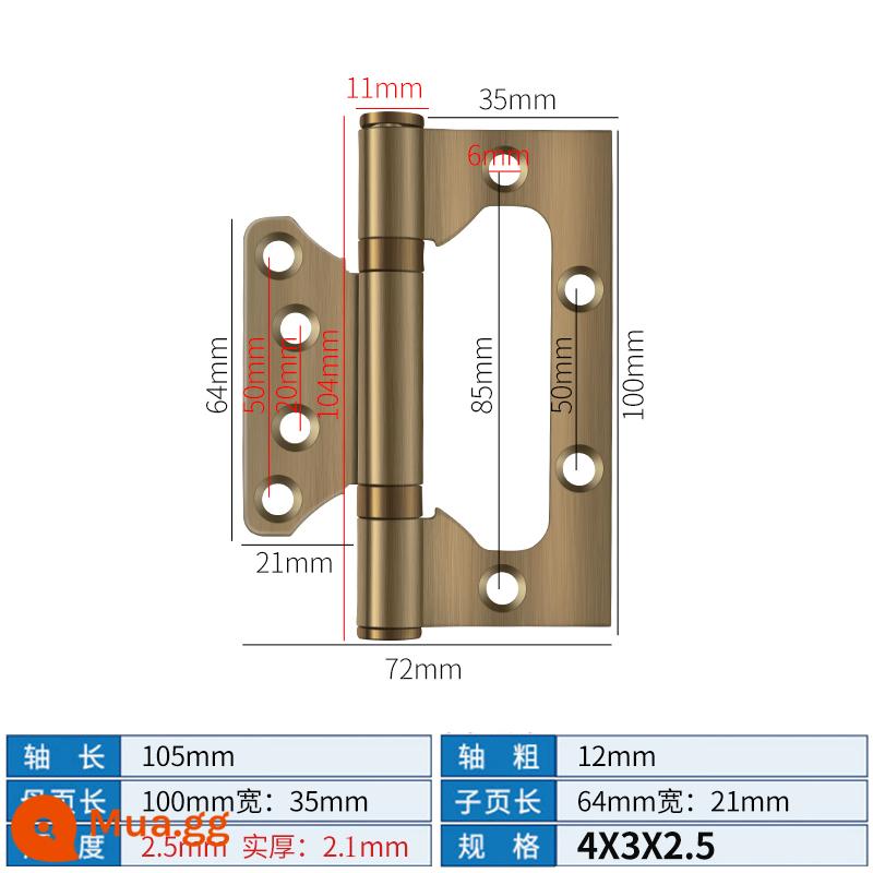 Bản lề mẹ chồng bằng thép không gỉ Cửa chịu lực cửa gỗ Bản lề 4 inch 5 inch Cửa đệm gấp lá lỏng mở và đóng - Đồng thép không gỉ 4 inch thẳng hàng [2,5]