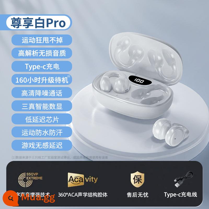 Tai nghe bluetooth dẫn xương không chui vào tai dạng móc tai clip pin siêu dài thể thao chạy true wireless 2023 new - Màn hình kỹ thuật số thông minh [Exclusive White Pro] Chất lượng âm thanh độ phân giải cao không bị méo tiếng ✅ Chip có độ trễ thấp Thời lượng pin siêu dài