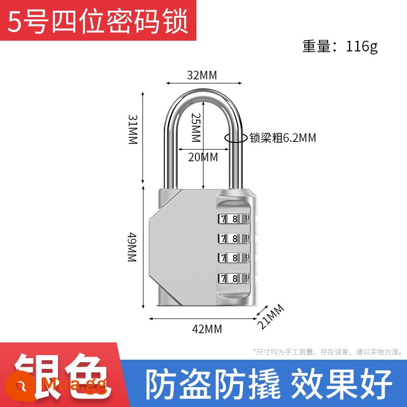 Kết hợp kim loại khóa ổ khóa nhỏ khóa chống trộm hành lý nhà tủ khóa mini khóa chìa khóa bộ khóa Daquan - [Bạc] Khóa kết hợp 4 số số 5