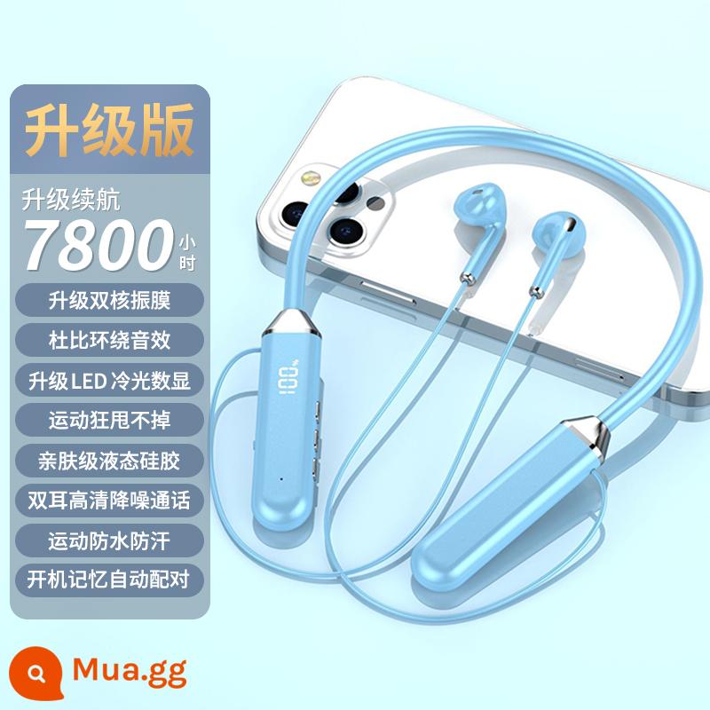 Tai nghe bluetooth đeo cổ không dây thể thao nam nữ new 2023 thời lượng pin siêu khủng và pin lớn đeo lâu không đau tai - Phiên bản nâng cấp | Lake Blue ❤ Thời lượng pin được nâng cấp + màng loa lõi kép + âm thanh vòm Dolby