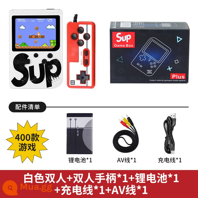 Máy chơi game cầm tay sup mới cầm tay hoài cổ retro cổ điển dành cho trẻ em Máy chơi game Tetris mini cầm tay psp đôi cùng phong cách Mario 2023 kết nối với TV hệ thống màn hình lớn - Phiên bản hai người chơi màu trắng [400 trò chơi]