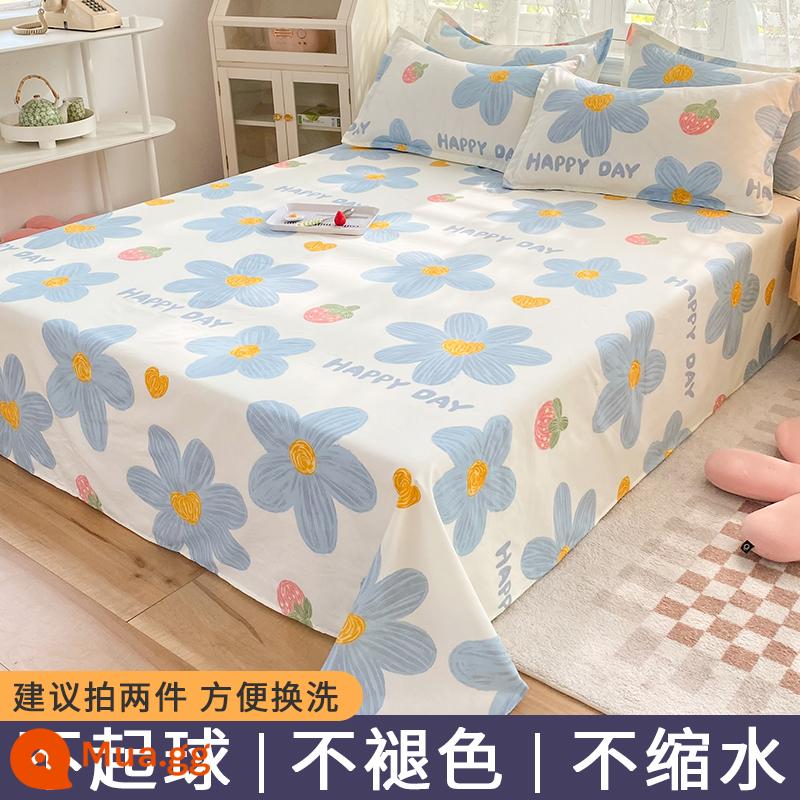 Ga trải giường đơn mảnh mùa đông ký túc xá sinh viên con đơn 1,5 m đã giặt cotton chải mền vỏ gối đơn ba món đôi - Xinh đẹp