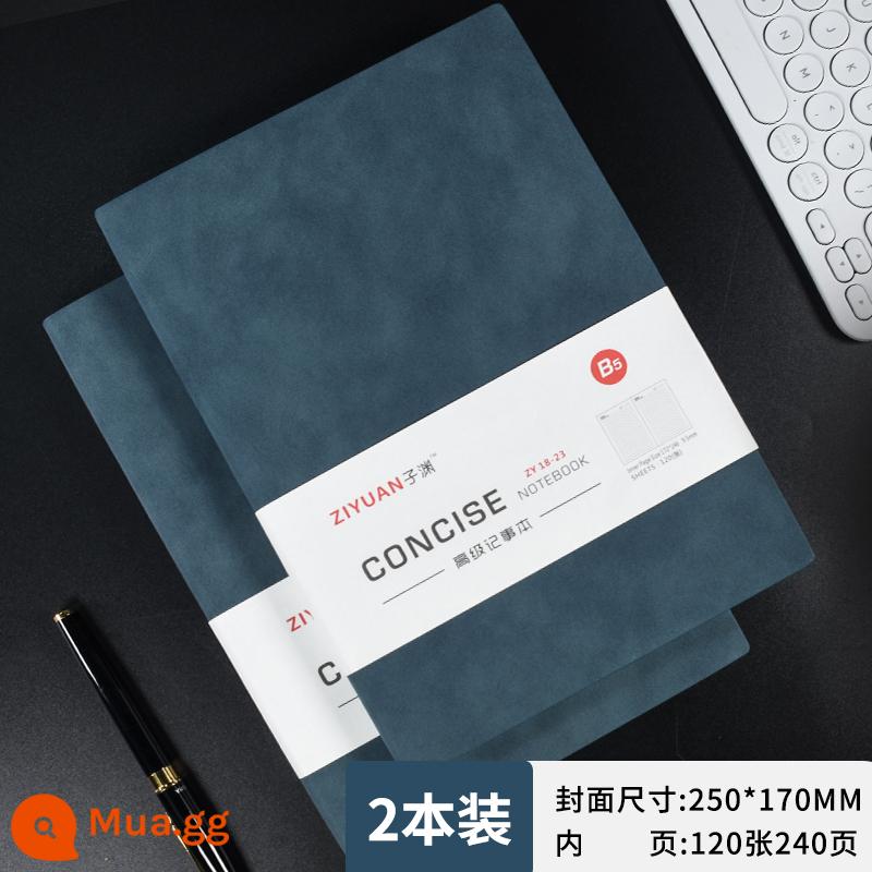 Máy tính xách tay bằng da Sheeppa Máy tính xách tay A5 có thể được tùy chỉnh dày notepad kinh doanh da màu đen máy tính xách tay làm việc văn phòng nhật ký đơn giản logo xách tay kèn ins máy tính xách tay nhỏ retro ghi lại - B5 Tây Tạng Xanh 240 trang-2 cuốn